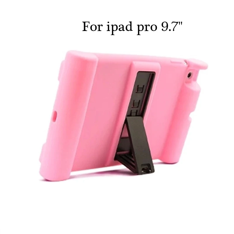 Розовый Для iPad Pro 9,7 дети Безопасный противоударный резиновый силиконовый чехол с подставкой - Цвет: Розовый