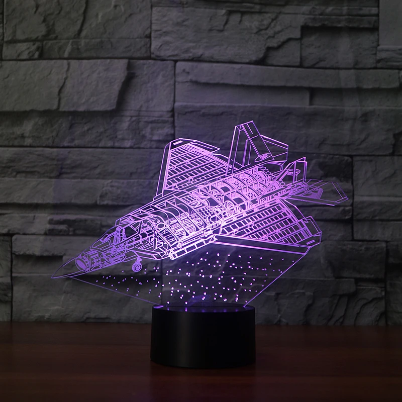 3D Светодиодная лампа для самолета 7 цветов меняющая с оптической иллюзией