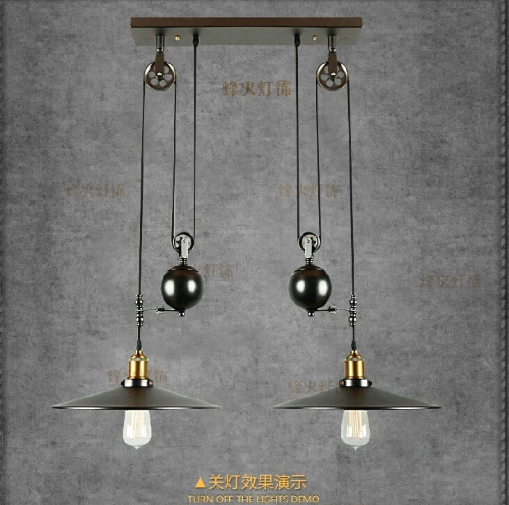 Скандинавские промышленные подвесные светильники RH чердак шкив Регулируемый