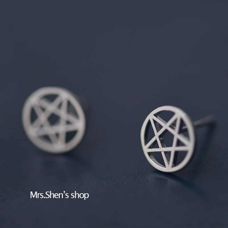 925 стерлингов Серебряные серьги полые со звездой Серьги гвоздики для Для женщин