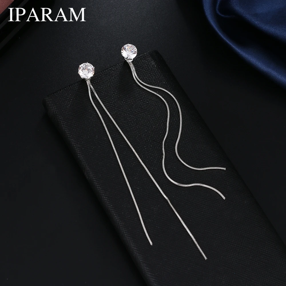 IPARAM Новые Модные посеребренные Висячие серьги Стразы с драгоценным камнем