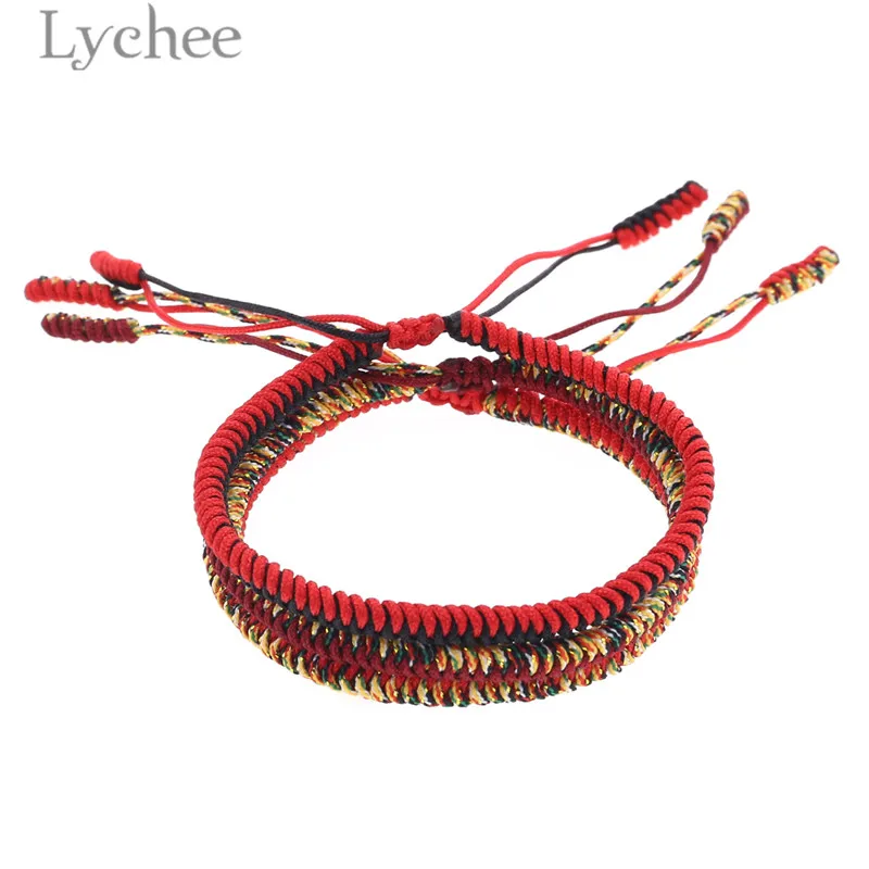 Lychee 3 шт. буддийский браслет ручной работы унисекс цветные провода плетеные