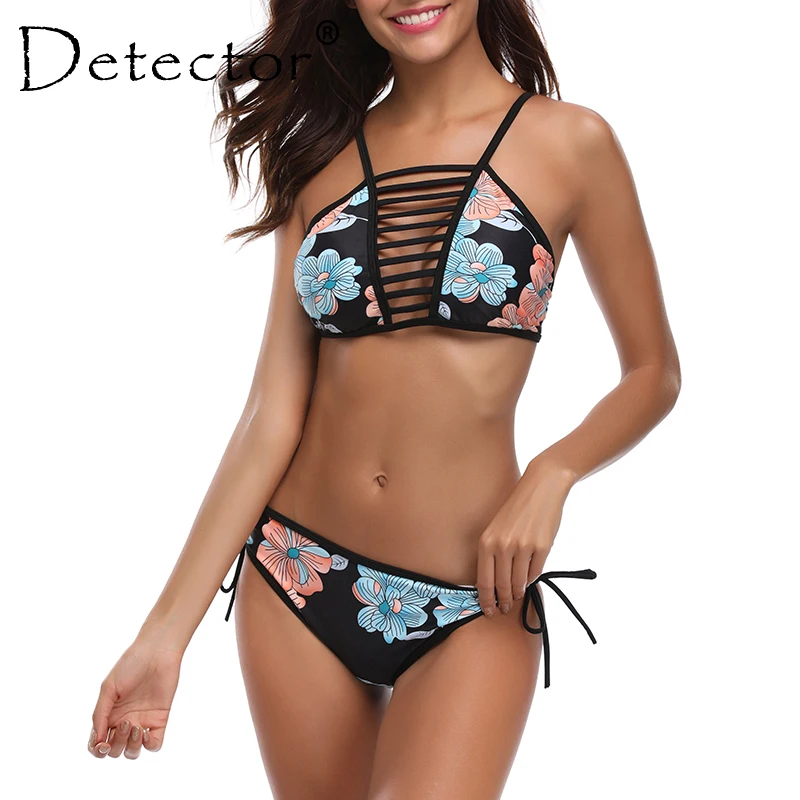 

Detector Women Sexy Floral Print Bikini Bandage Brazilian Swimsuit Push up Swimwear Female Bathing Suit Summer Beach Wear 2019