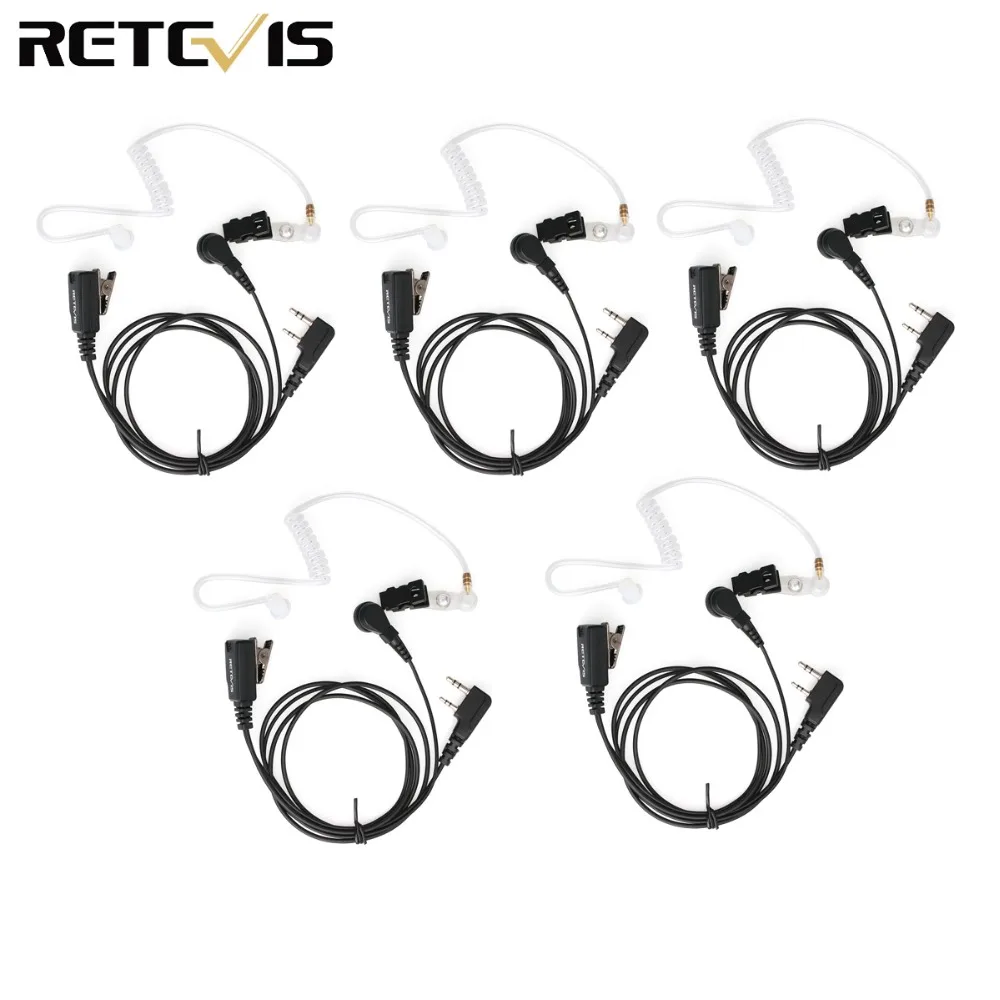 5 шт. Retevis 2 контактный акустический трубчатый наушник для Kenwood BAOFENG UV 5R H777 HYT Walkie Talkie