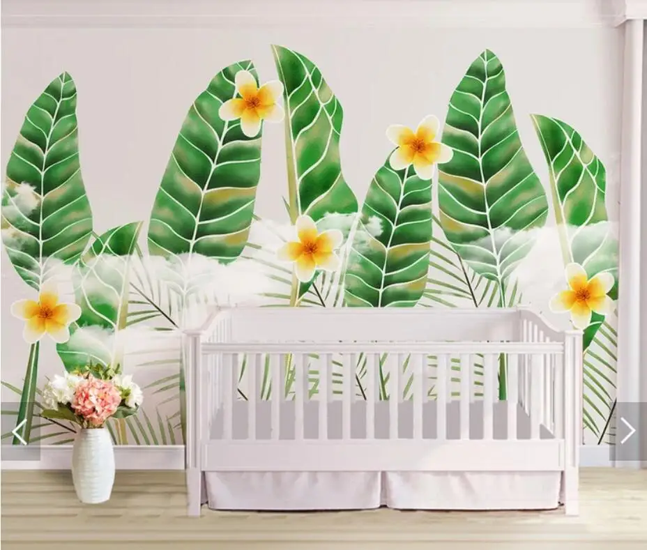 Тропические листья цветок настенная бумага для гостиной ручная роспись