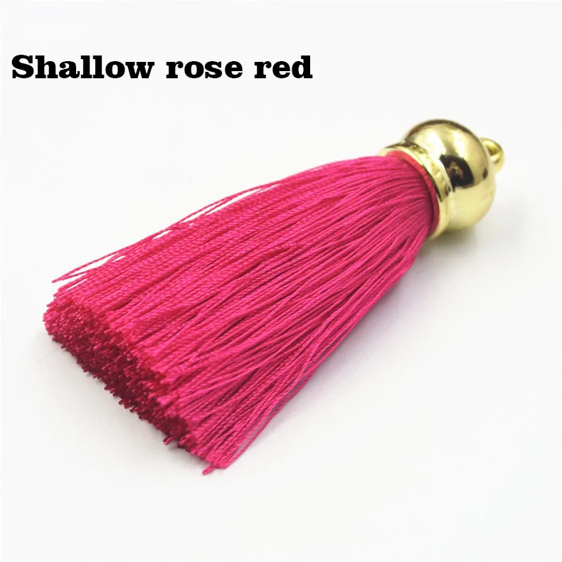 Rose red Новинка 30 цветов вискозные кисточки с золотыми колпачками шелковые кисточки бахрома отделка мобильный чехол для телефона брелок аксессуары diy серьги/ювелирные изделия - Цвет: Rose red