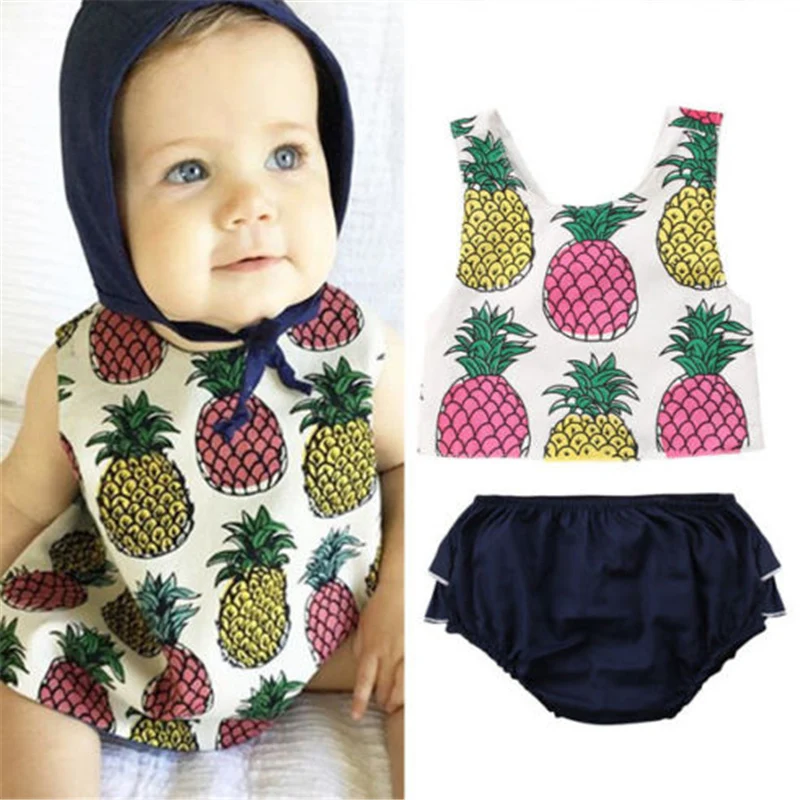 Комплект одежды из 2 предметов для новорожденных и маленьких девочек топ без