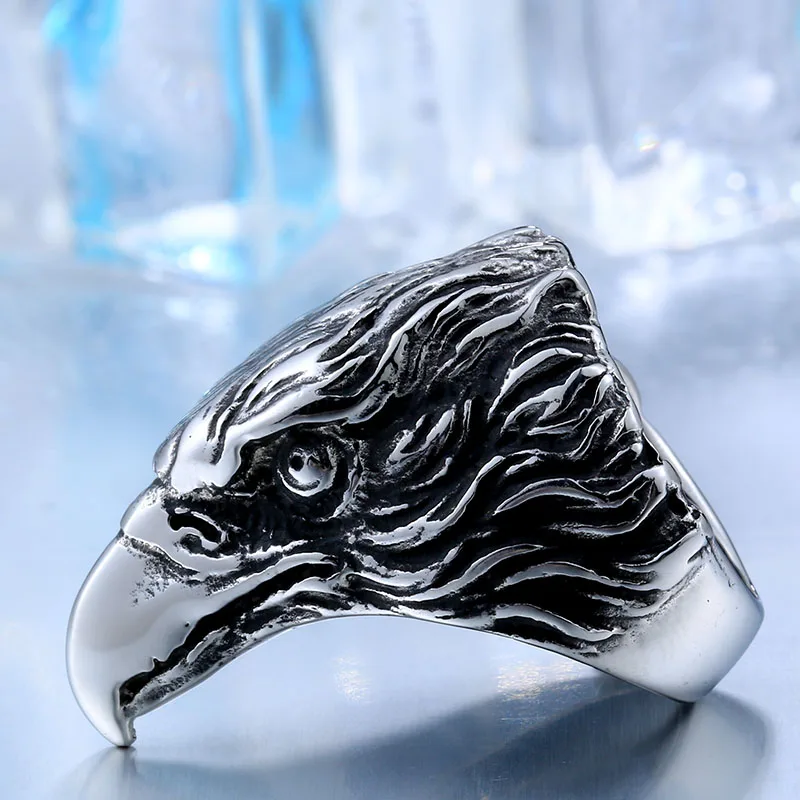Drop Ship 316L Stainless Steel For Man High Quality Cool Punk Eagle Men's Animal Ring BR8-436