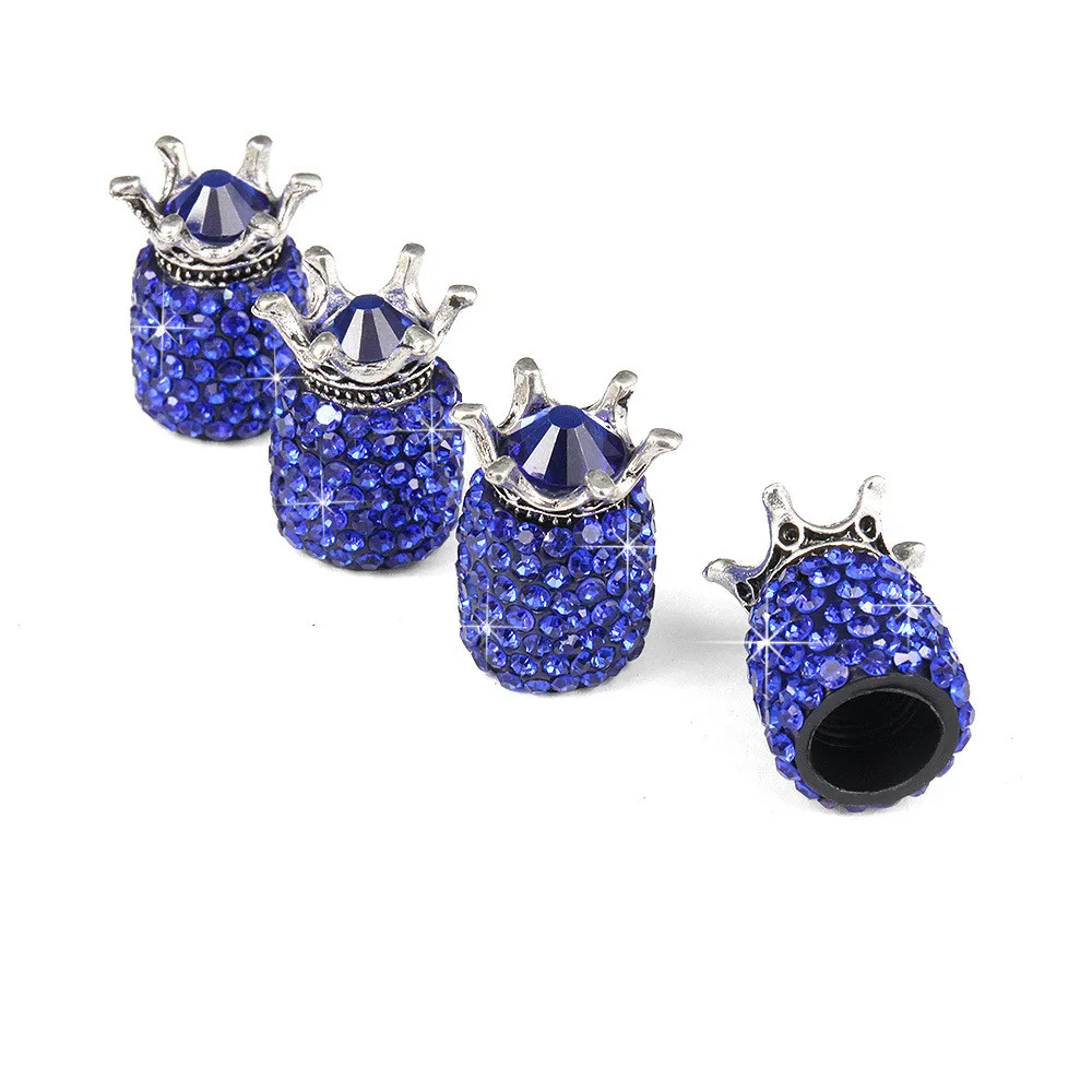 

4Pcs Crown Bling Diamond Valve core cap Tire Wheel Stem Valve Caps Car Slightest Closely More Secure Dust Leaks car accessories
