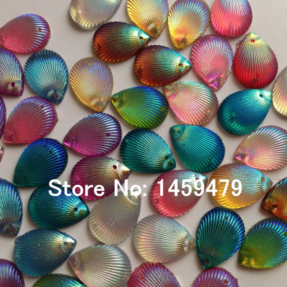 Fashion flash Loose Beads New Product Resin Rhinestones Mix Color AB 100pcs 13X18mm Drop Water Shell Sewing Accessories | Дом и сад