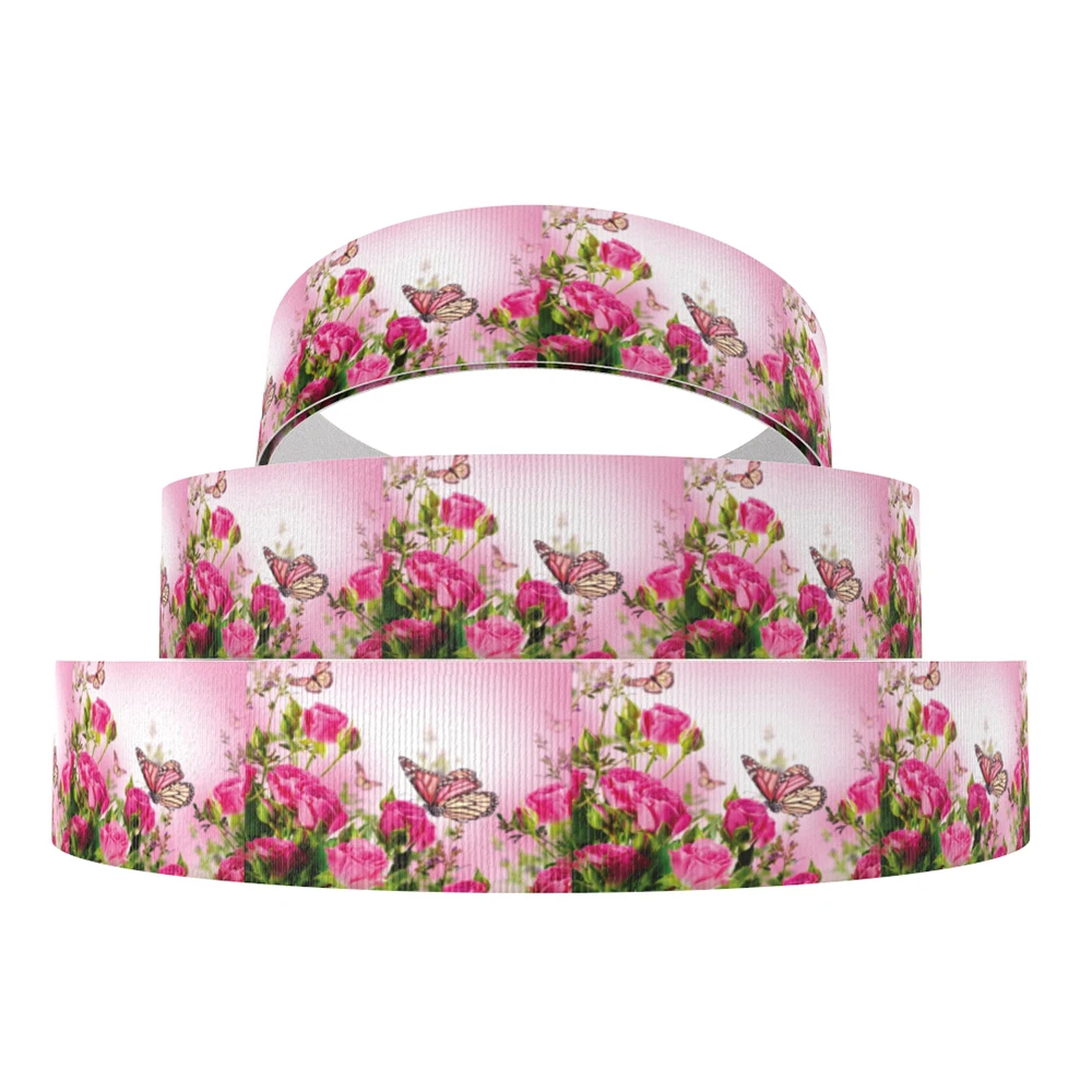 David accessories " 25 мм Цветок Полиэстеровая корсажная лента 50yds, материалы для ручных поделок, упаковка для свадебного подарка, 50Yc7123 - Цвет: 1086128006