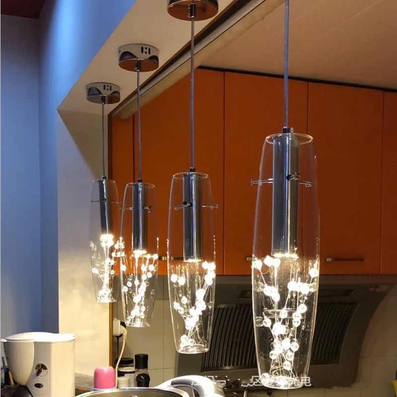 Стеклянная светодиодная Подвесная лампа для ресторана современная кухонная