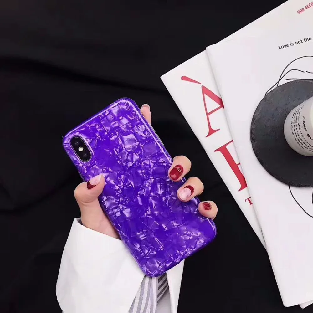 Ayeena 2018 New Purple IMD Conch Shell Phone Case for IPhone 6 6s 6plus 7/7plus Sweet Anti-knock Soft Cover For iPhone 8 8plus X |