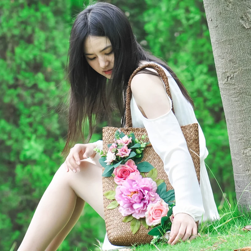 Женская пляжная сумка плетеная вручную в винтажном стиле праздничные сумки с