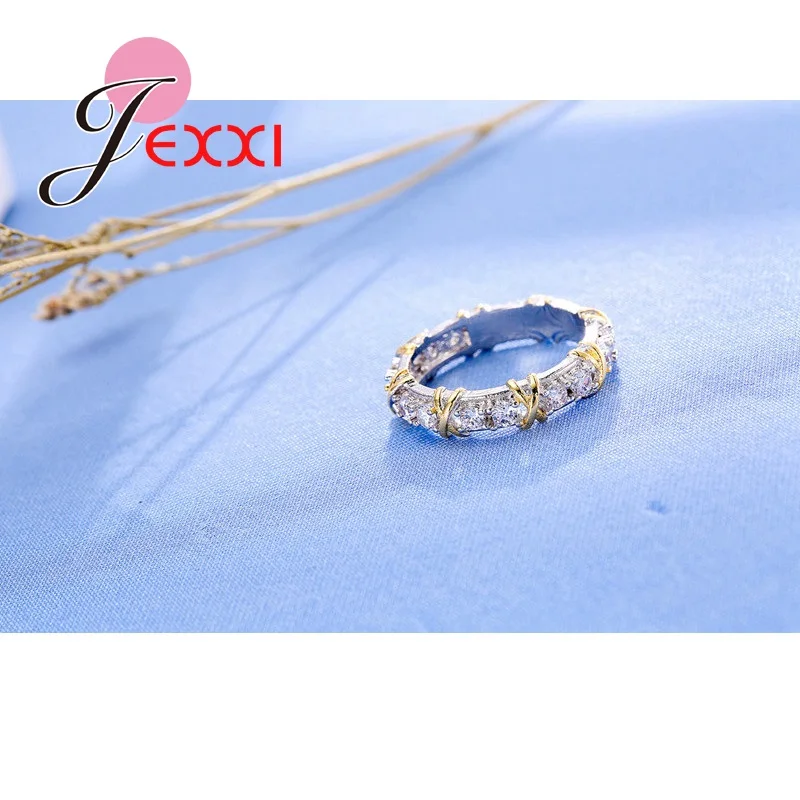 Classic X Tied 925 Sterling Silver Jewelry Ring AAA Zircon Rhinestone Crystal for Women Best Lovers'Gifts | Украшения и