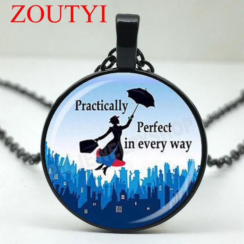 2018/модные Гламурные Mary poppins Фэнтези Девушка Стеклянная Круглая Подвеска Ожерелье