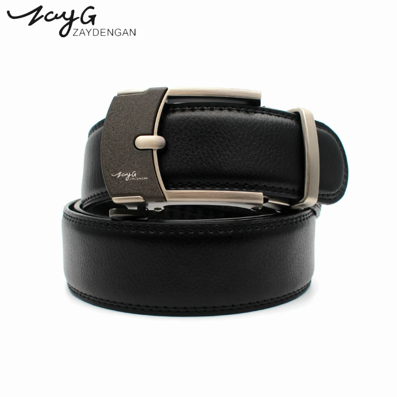 

ZAYG belt men leather mens belts luxury men black brown genuine leather belt men brand metal automatic buckle belt leather
