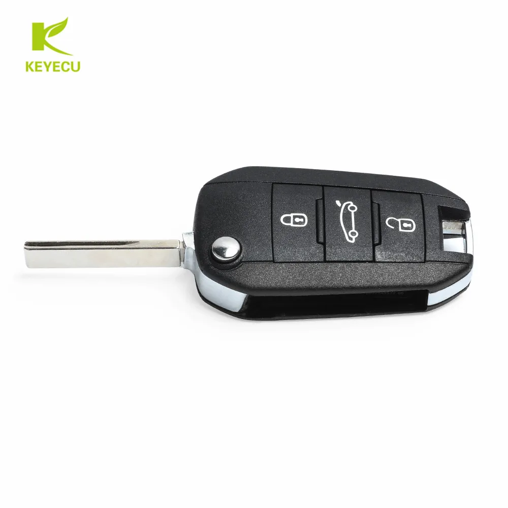 KEYECU 3 кнопки Замена флип дистанционного ключа Fob 433 МГц с чипом ID46 для Peugeot 508 2010 2015