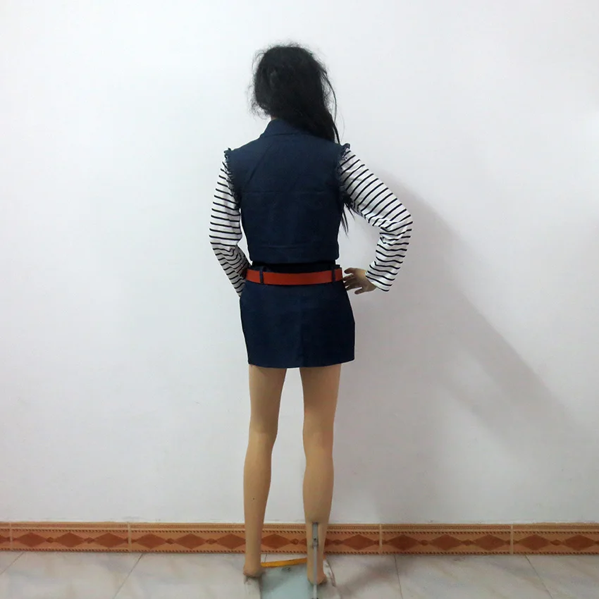 Android 18 лазурь Рождественская вечеринка Хэллоуин униформа наряд косплей костюм