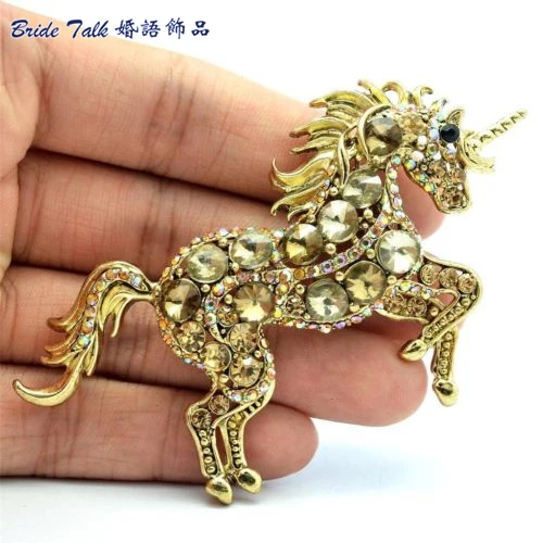 Винтажная коричневая брошь лошадь булавка кулон стразы кристаллы броши в виде