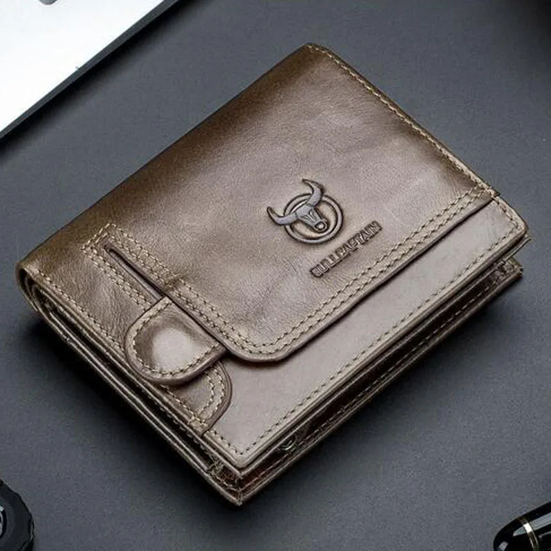 Кошелек BULLCAPTAIN мужской короткий бумажник из натуральной воловьей кожи маленький