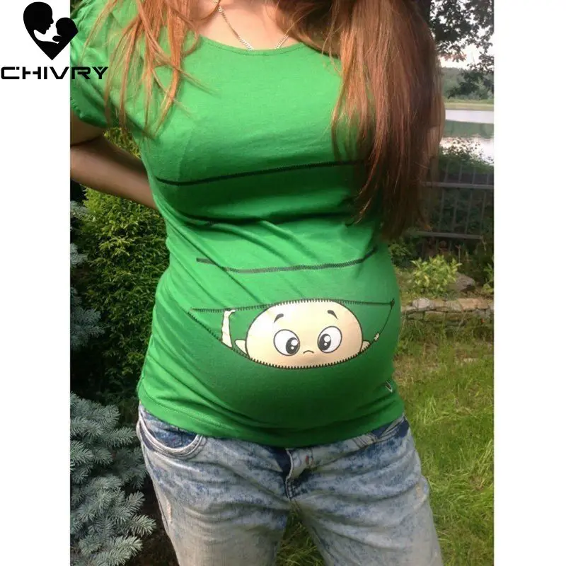 Футболка для беременных Chivry Одежда повседневные топы с мультяшным принтом и