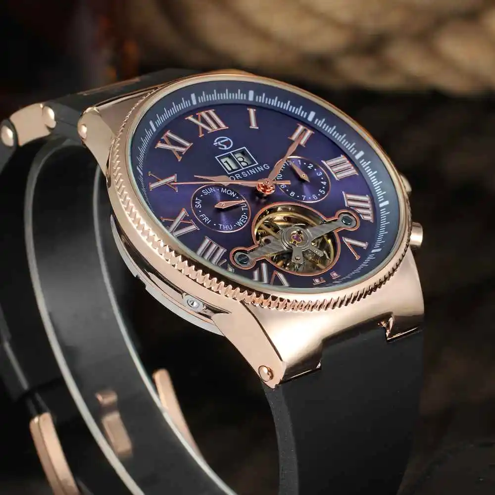FORSINING Tourbillon Мужские часы армейские спортивные мужские роскошные скелетоны