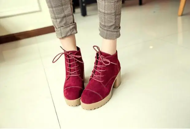 Brand Ladies Fashion Autumn Winter Ankle Boots Heels Platform Lace Up Woman Botas Femininas 2014 | Обувь