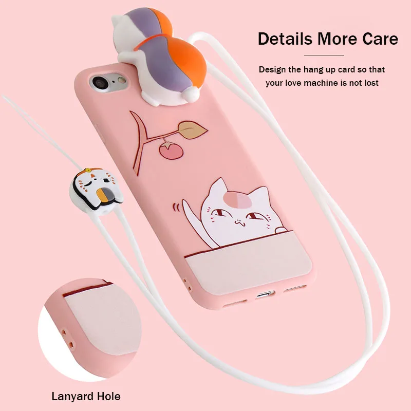 For iPhone 7 8 Lucky Cat Japan Comic Case 3D Silicone Maneki Neko String Cartoon Squishy Apple X Plus Coque |