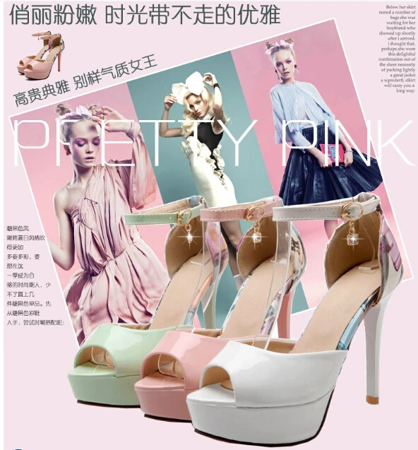 2015 new summer in Europe and the United States fish mouth nightclub sandals fine with ultra waterproof tape pumps | Обувь