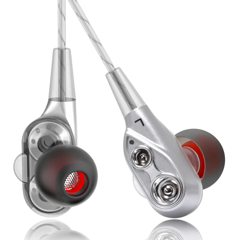 Hi-Fi мониторные наушники 4 ядра двойной драйвер стерео бас Спортивная гарнитура
