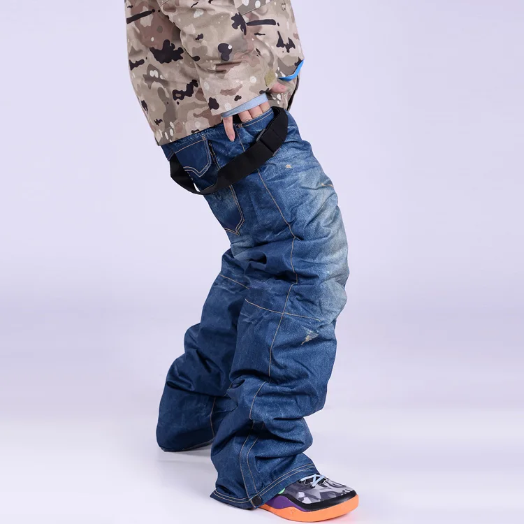 Новинка 2017 лыжные брюки для мужчин и женщин уникальные джинсовые подтяжки штаны