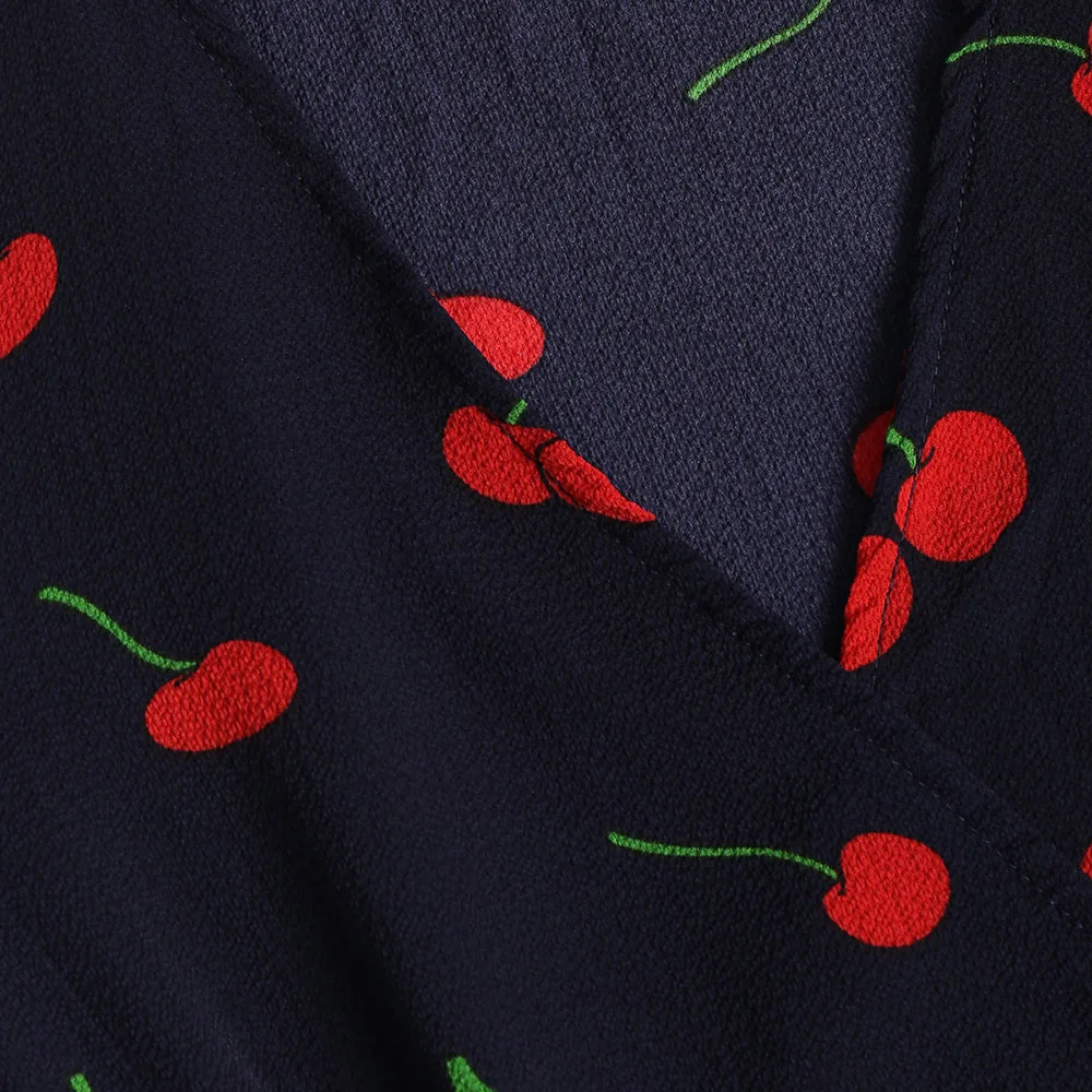 ZAFUL Шаль Платье 2018 Сладкое Женское Вишневое A-Линия с Коротким Рукавом и V-образным