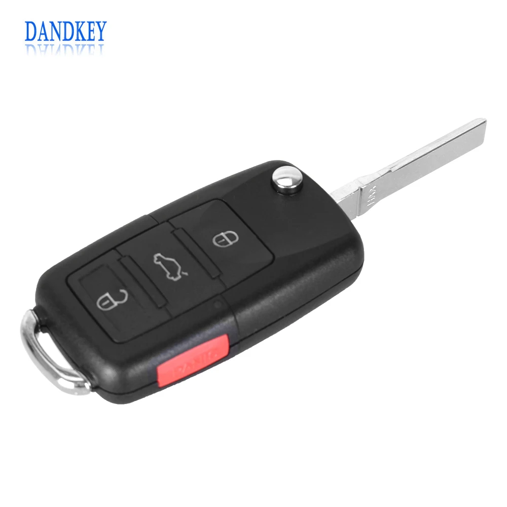 Dandkey 10X Foliding дистанционного брелока чехол крышка флип 4 кнопки 3 + 1 Panic Uncut Blank для VW