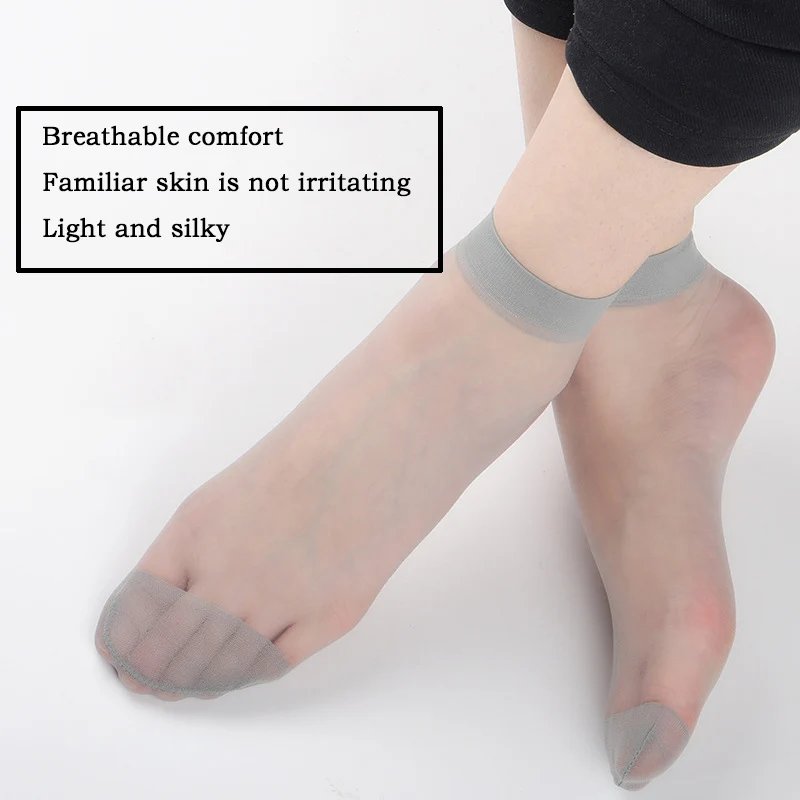 10 пар носков из шелка с кристаллами женские летние тонкие Нескользящие шелковые