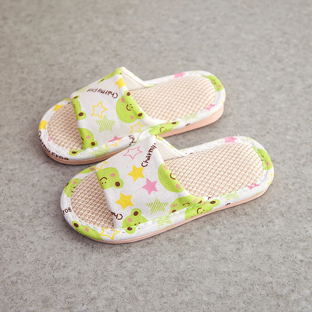 Kids Slippers Toddler Infant Girls Boys Unisex Cartoon Linen Slippers Shoes Pantuflas Infantiles Children Flip Flop Slippers Kid