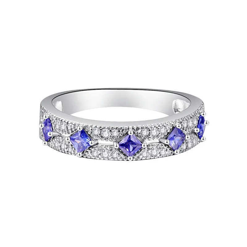Sliver JQUEEN 1 мм 28 Rround циркон 5 3 мм* 3 мм синий циркон принцесса curt Cut кольцо 925 ювелирные изделия проложить Установка кристалл ювелирные изделия Bijoux Femme - Цвет камня: Sliver