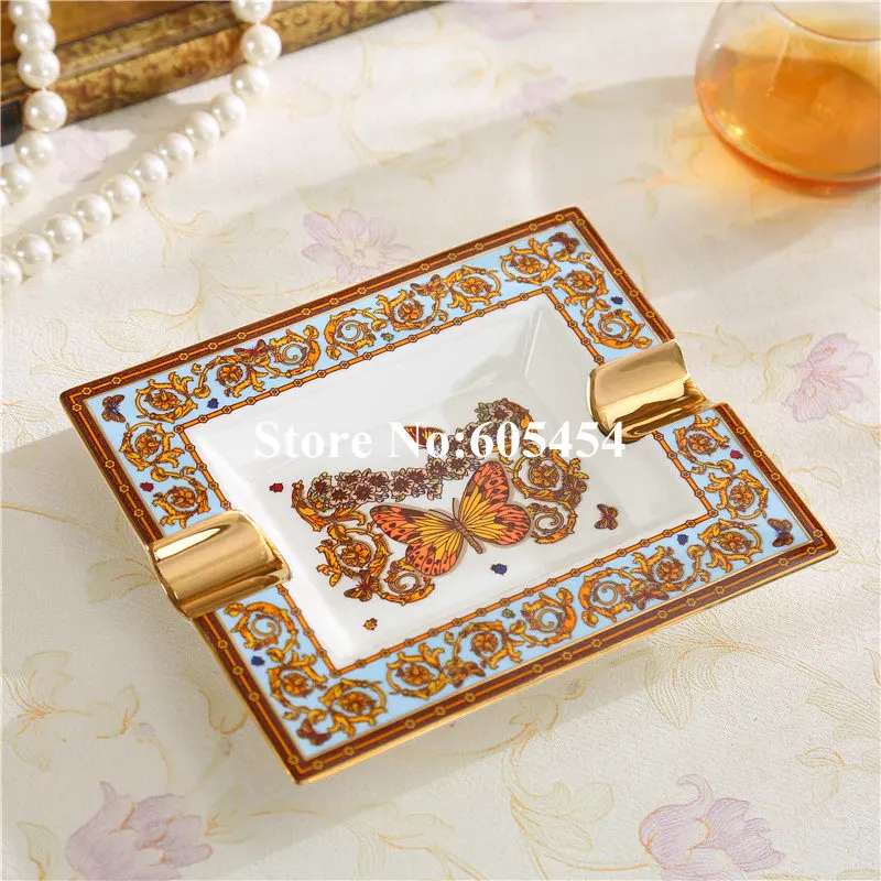 2018 Модная Золотая пепельница из костяного фарфора с бабочкой для сигар подарки