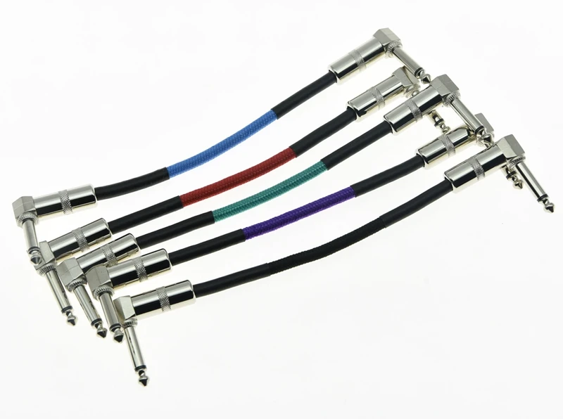 

KAISH 5 Colors Right Angle 20cm Mono Guitar Effect Pedal Cable Patch Cord