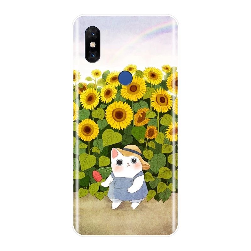 Чехол из ТПУ Для Xiaomi Mi Max 1 2 3 силиконовый мягкий чехол с милым котом цветком
