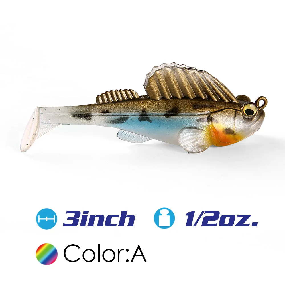 colorA Fstk 3 дюймов 1/2oz приманка со свинцовым темно спальная плавающие приманки крючковый лов Япония весло хвост мягкие щука приманки для рыбалки, мягкие приманки - Цвет: colorA