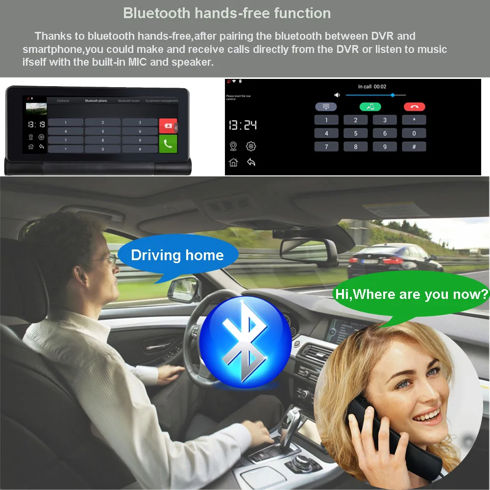 Full HD Автомобильный dvr gps навигация Android 7 дюймов Сенсорная Двойная камера WiFi авто