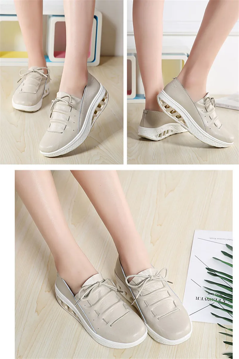 YAERNI Summer Leather Women Shoes Sneakers Nurse Swing Work Single Shoes Wedges Shoes woman Blue White Platform Shoes Slimming