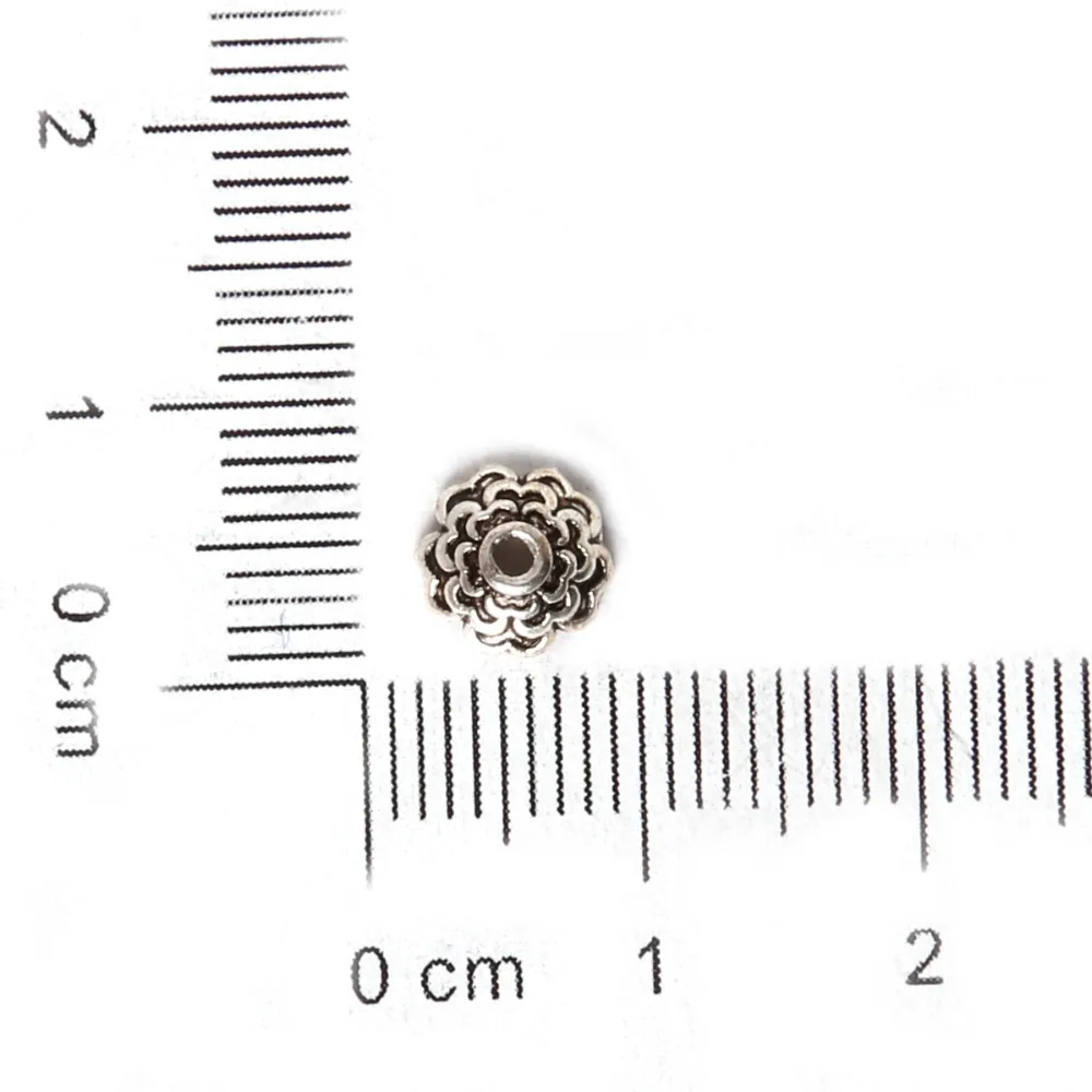 Металлические колпачки в виде цветов с серебряным покрытием 20 шт. 3x7 мм для