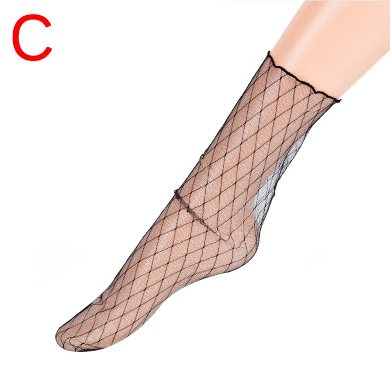 Женские ажурные сетчатые носки сексуальные дышащие короткие с бантиком 2019|Носки|