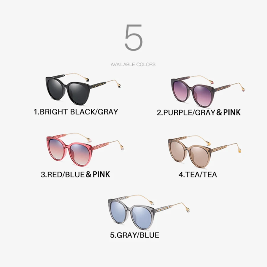 AEVOGUE поляризованных солнцезащитных очков Для женщин Cat Eye звезда декорированные заклепками градиентные линзы прозрачная рамка Солнцезащитные очки женские AE0629