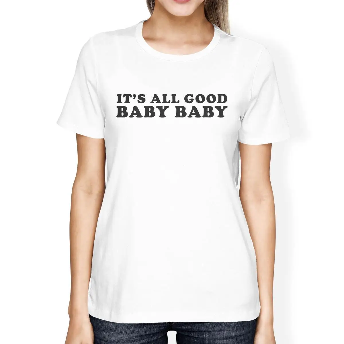 Женская футболка в стиле Харадзюку It's All Good Baby белая хипстерская свободная с
