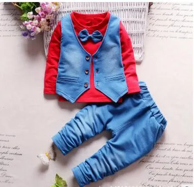 Комплект детской одежды модные костюмы для маленьких мальчиков футболка с