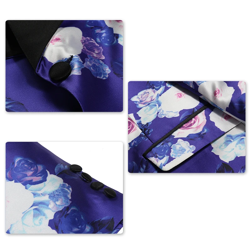 YUNCLOS Свадебные Мужские костюмы из 2 предметов с воротником-шалью цветочным