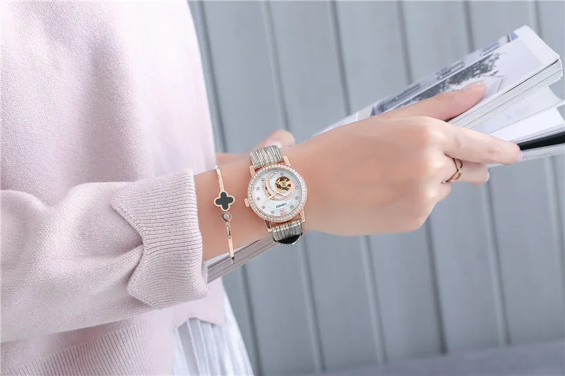 Женские часы автоматические механические часы женские Tourbillon часы Reloj Mujer Скелет час Топ бренд наручные часы Relogio Feminino